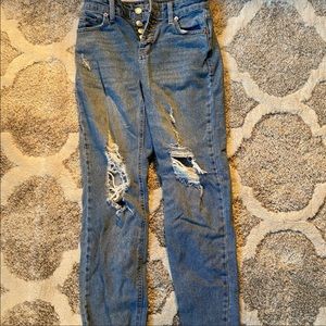 High waisted ripped jeans